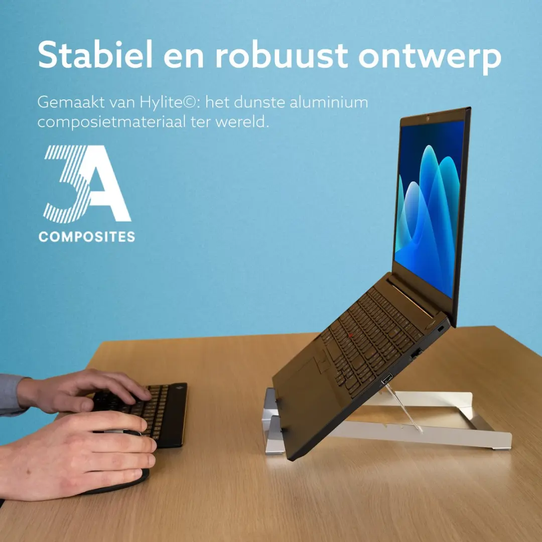 R-Go Riser Basic Laptopstandaard AGR-gecertificeerd RGORIBASI - 10-22 inch - Zilver - afbeelding 6 van 6
