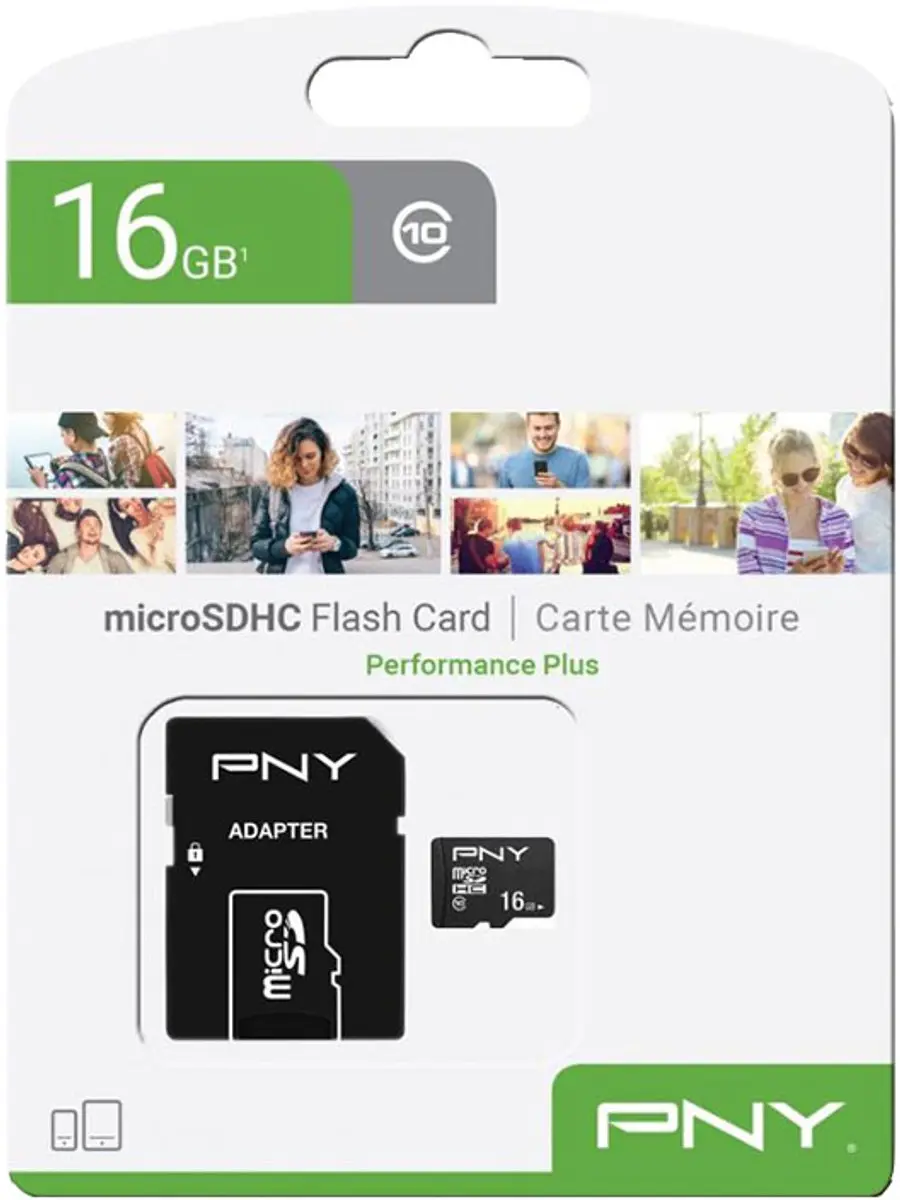 PNY Performance Plus MicroSD 16GB - C10 - Zwart