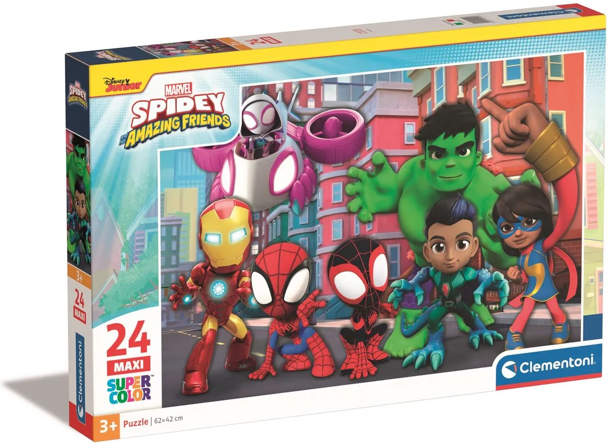 Clementoni Spidey en Zijn Geweldige Vrienden Kinderpuzzel 24 Maxi Stukjes - Multicolor