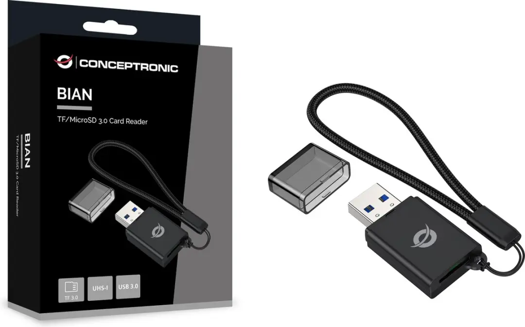 Conceptronic BIAN07B Geheugenkaartlezer USB 3.2 Gen 1 - Zwart