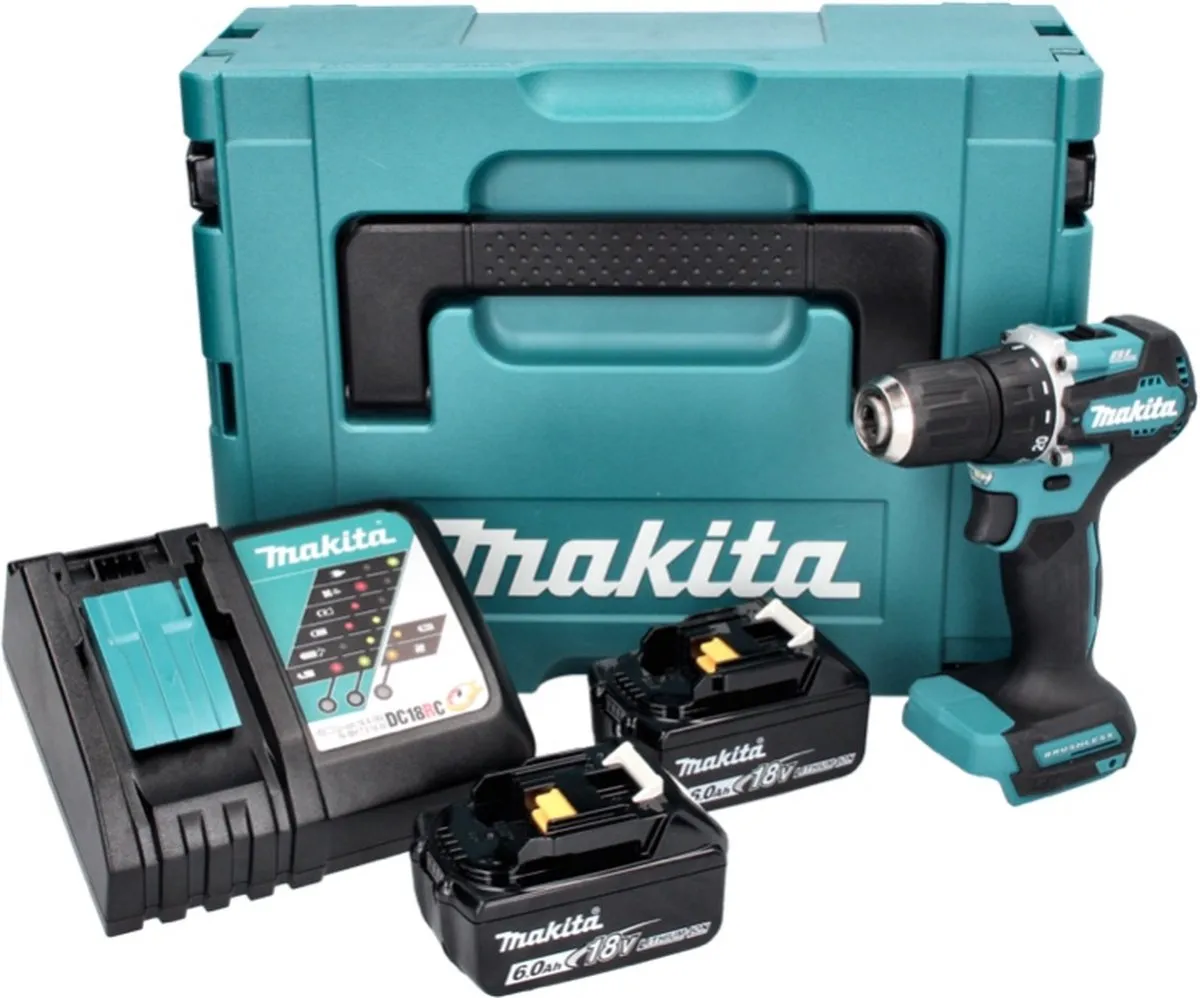 Makita DDF487RGJ Accuboormachine 18V 40Nm Borstelloos - 2x 6.0Ah + Lader + Makpac - afbeelding 2 van 5