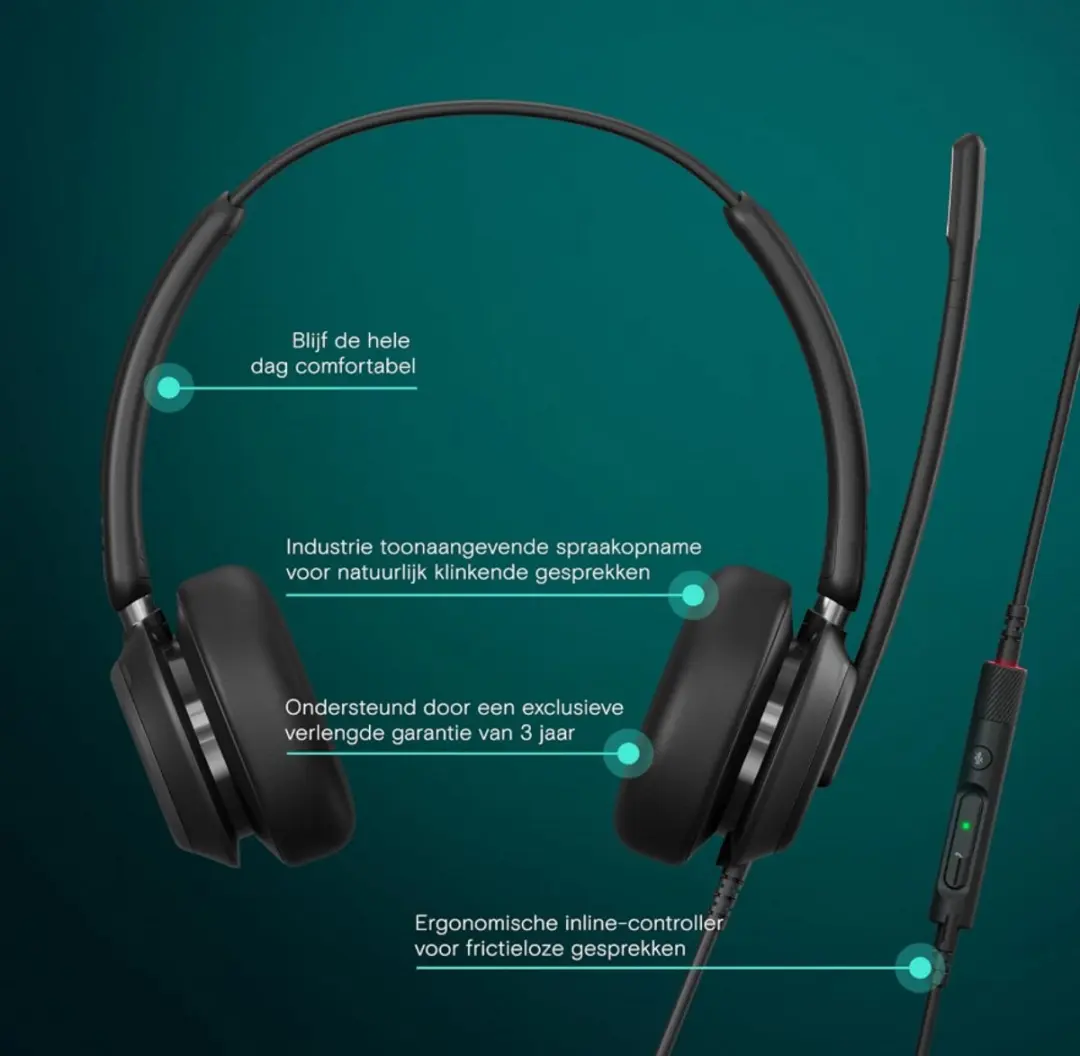 EPOS Impact 760T Stereo Headset - USB-C/USB-A - Noise Cancelling Microfoon - Zwart - afbeelding 5 van 6