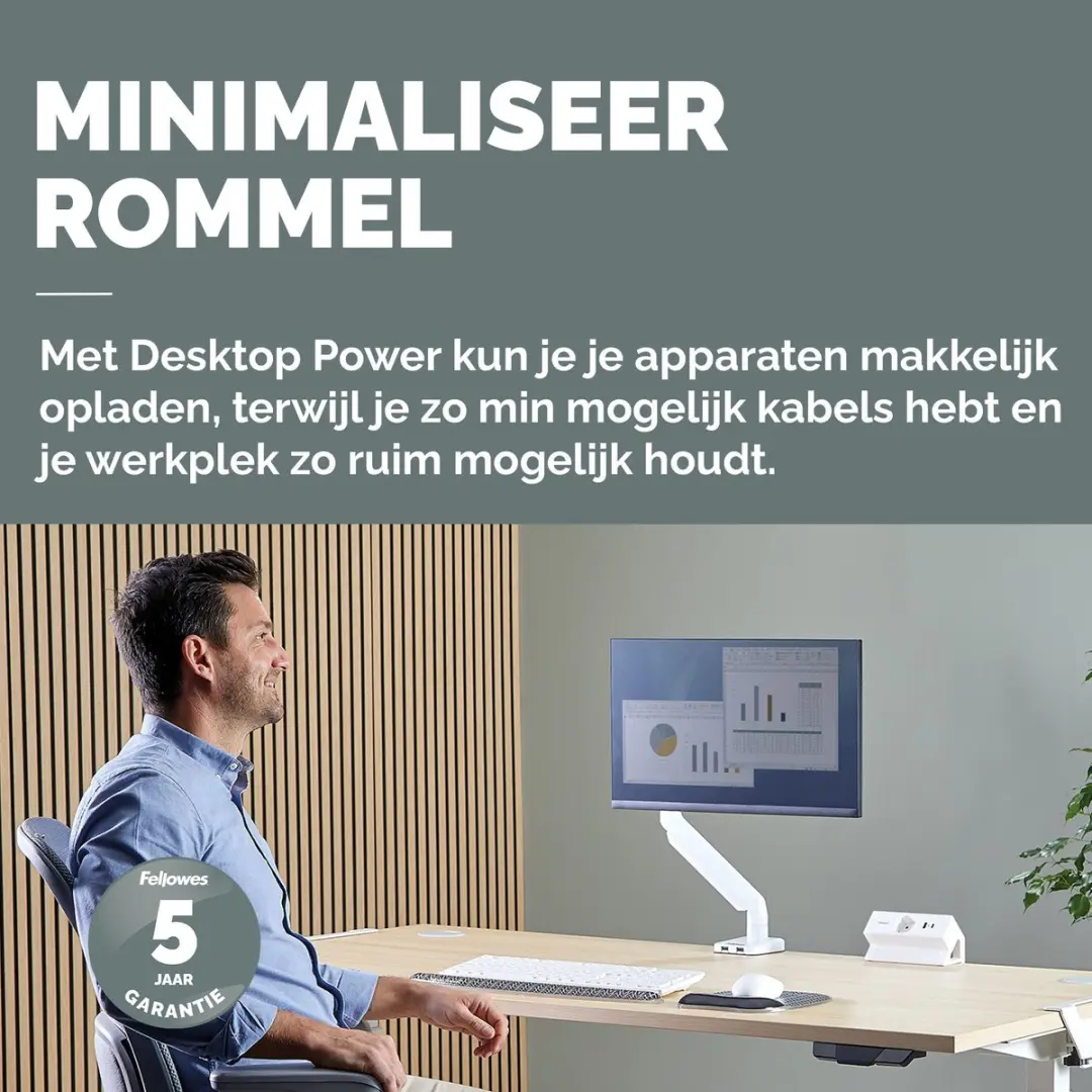 Fellowes Ampra Power Desk Opbouw Stroomvoorziening 30W - Wit