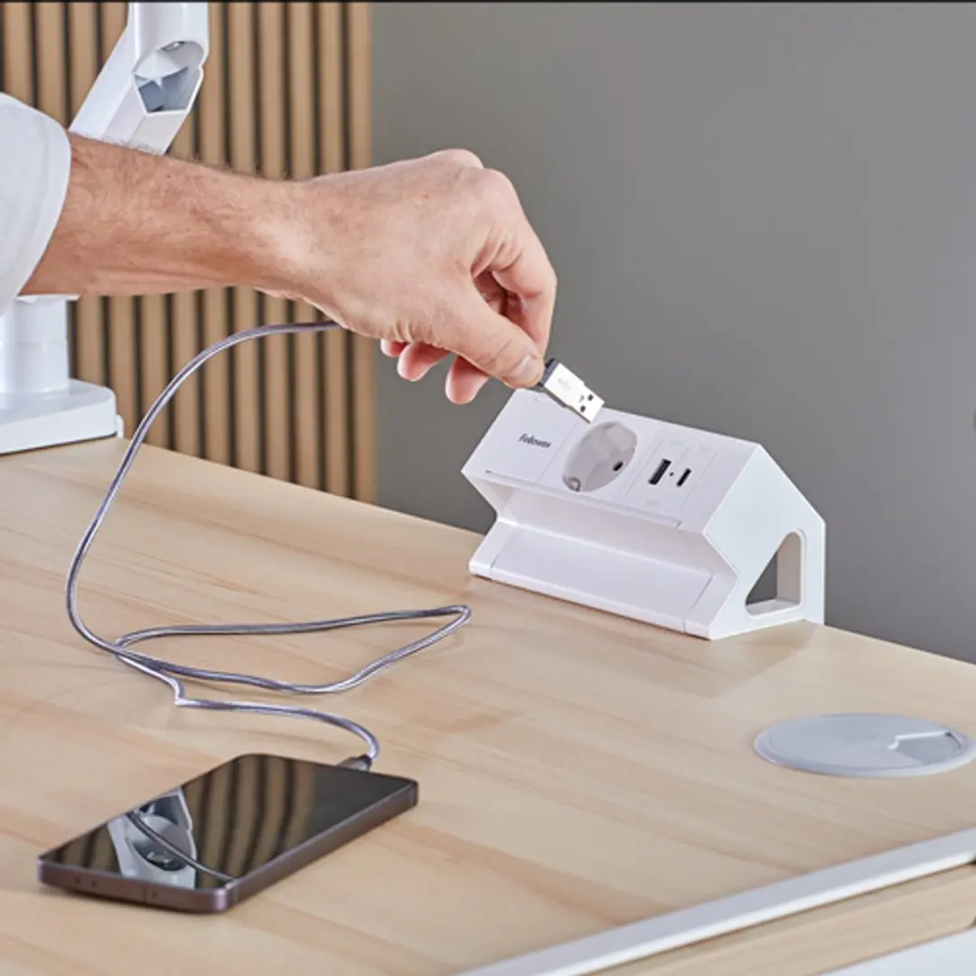 Fellowes Ampra Power Desk Opbouw Stroomvoorziening 30W - Wit