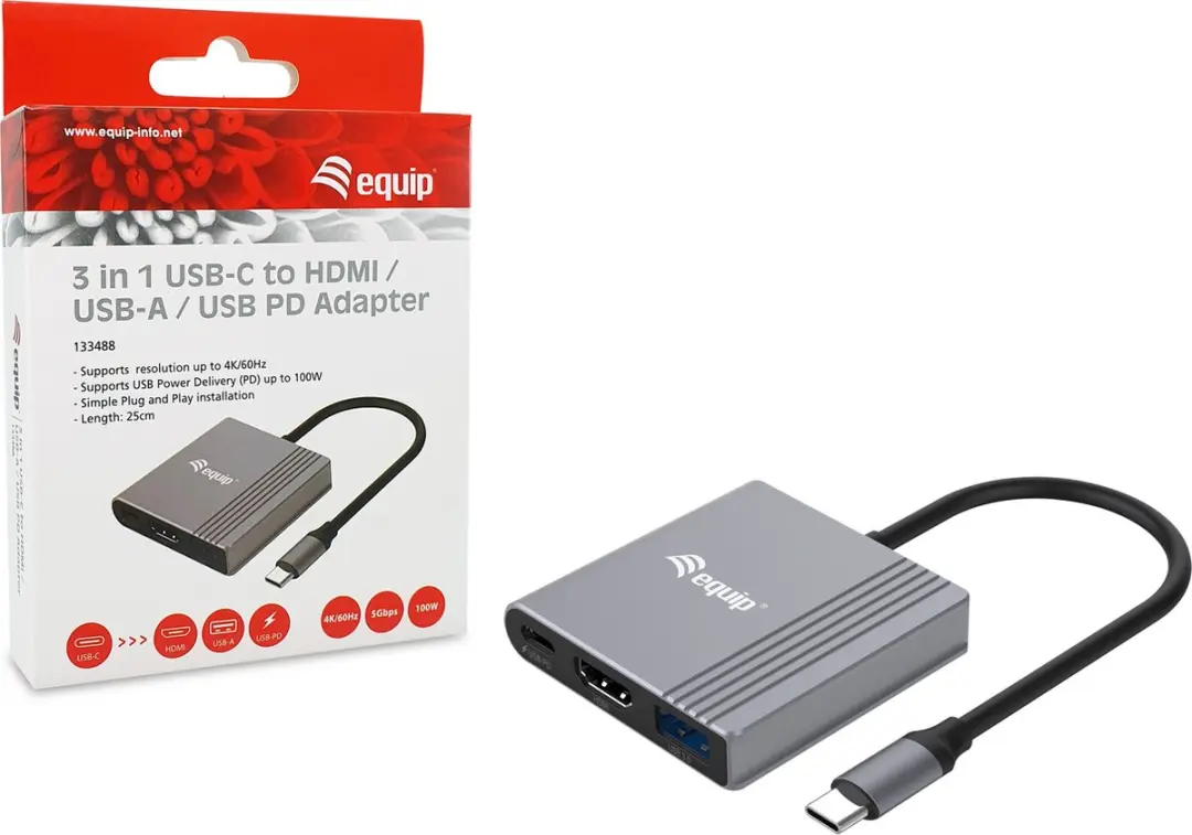 Equip 133488 USB Grafische Adapter 3840x2160 - Tweekleurig