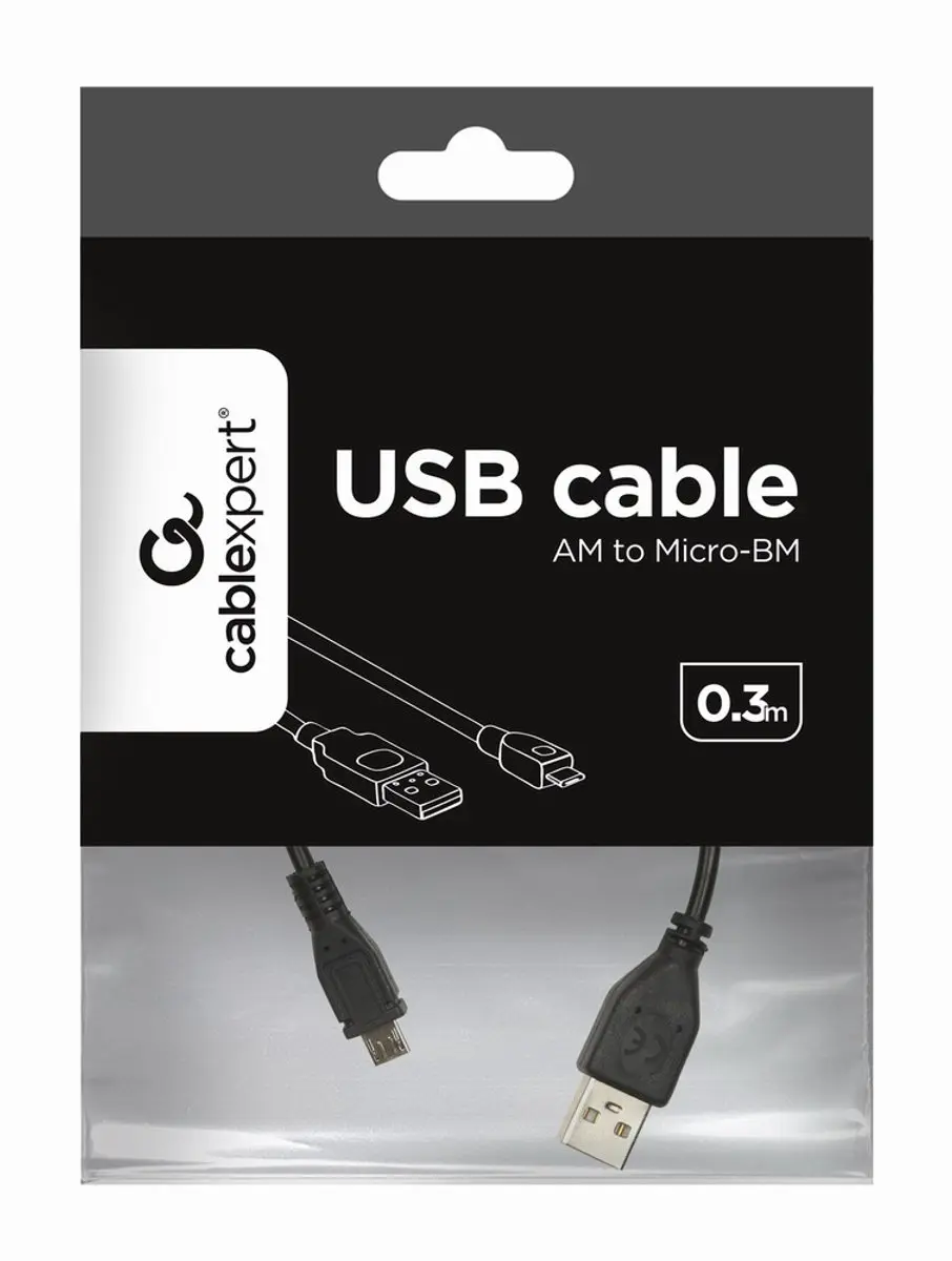 Cablexpert CCP-mUSB2-AMBM-0.3M Oplaadkabel - micro USB - Zwart