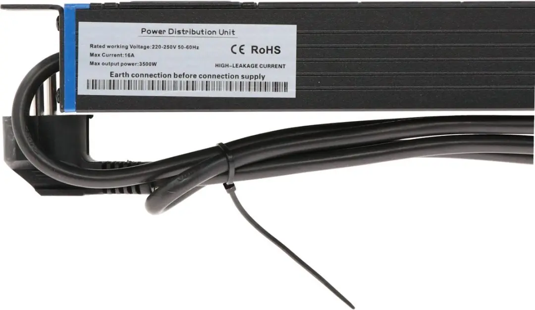 DSIT 19 inch 8-voudige stekkerdoos met schakelaar - Zwart