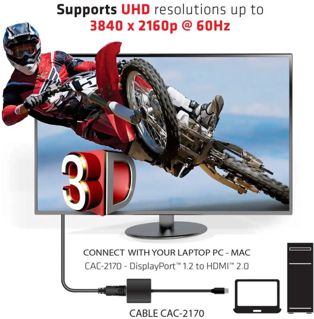 Club 3D CAC-2170 Mini DisplayPort naar HDMI 2.0 Adapter - Zwart