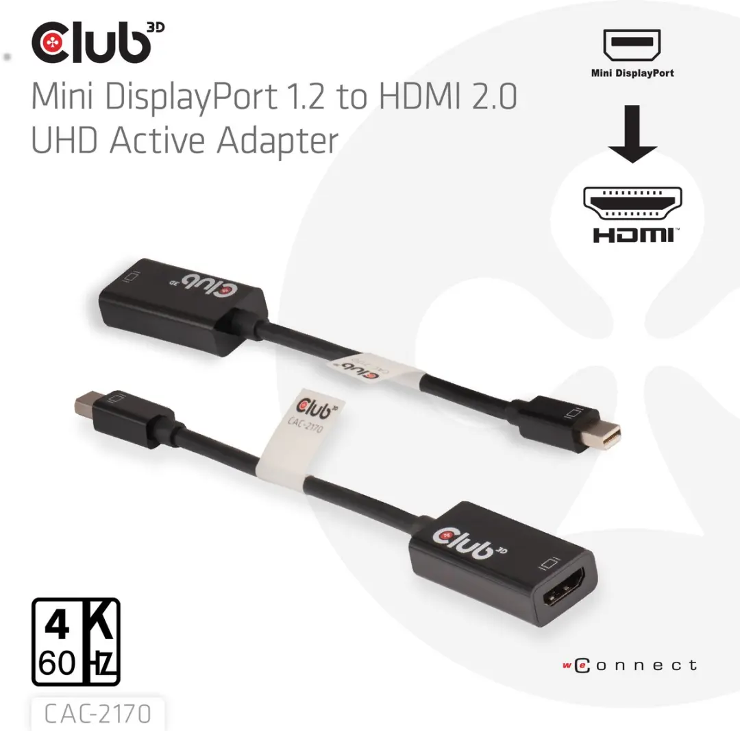 Club 3D CAC-2170 Mini DisplayPort naar HDMI 2.0 Adapter - Zwart