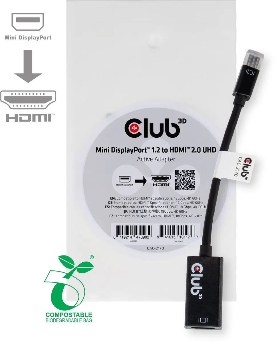 Club 3D CAC-2170 Mini DisplayPort naar HDMI 2.0 Adapter