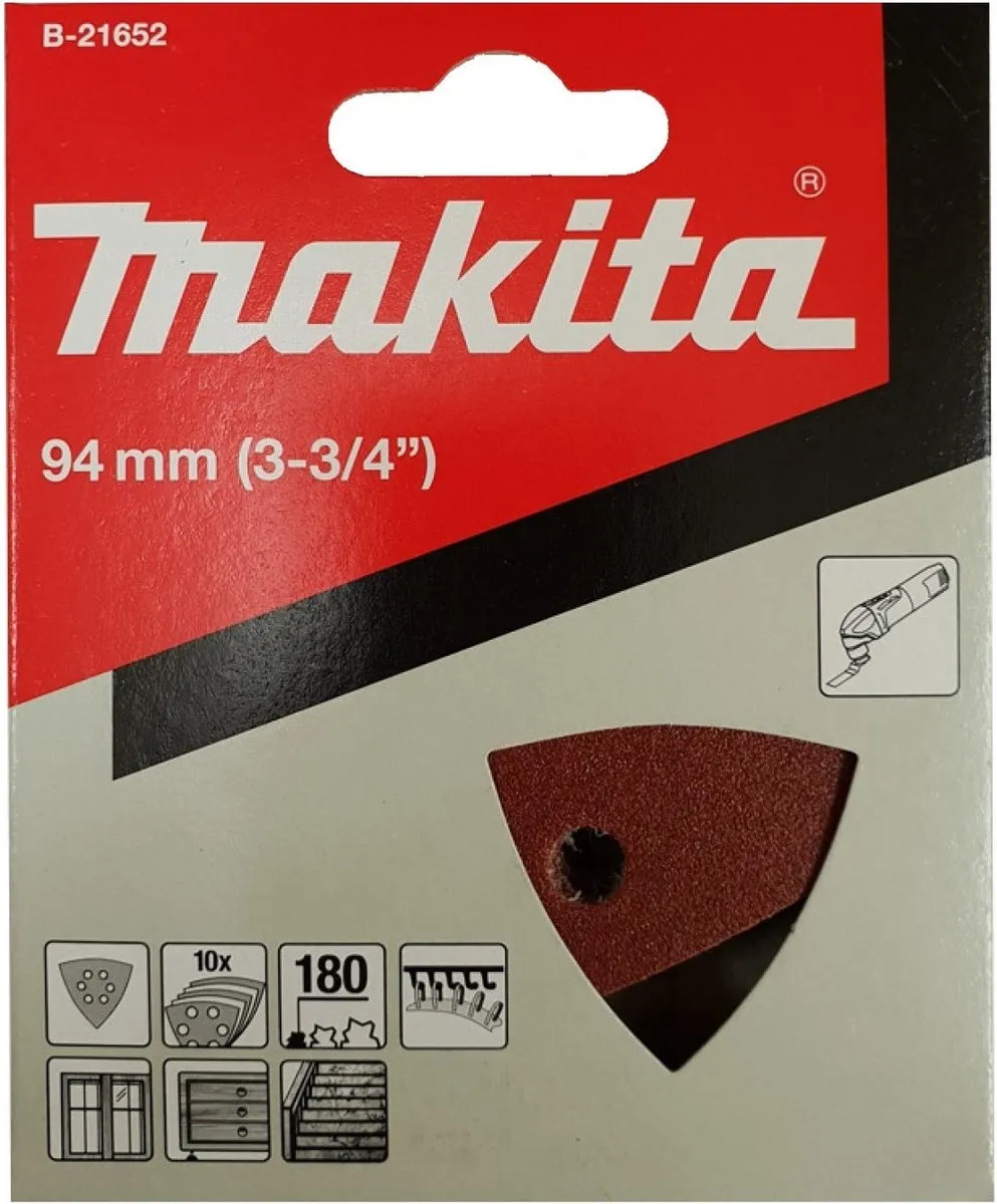 Makita Deltoid Schuurpapier 94mm K180 - 10 Stuks - Rood