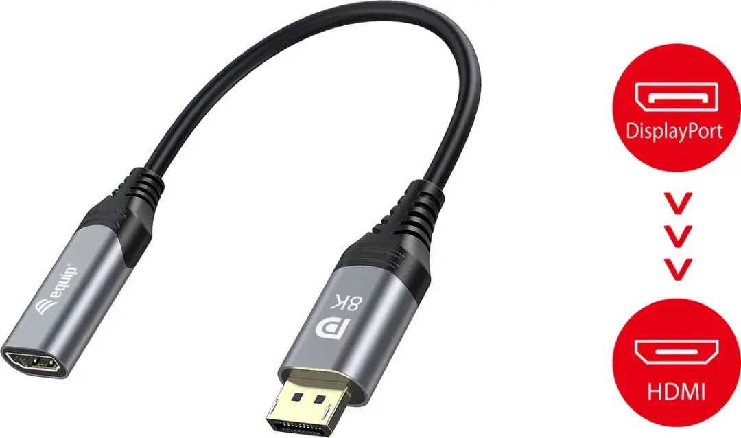 Equip 133446 DisplayPort naar HDMI Adapter 0,15m - Zwart/Grijs - afbeelding 6 van 6