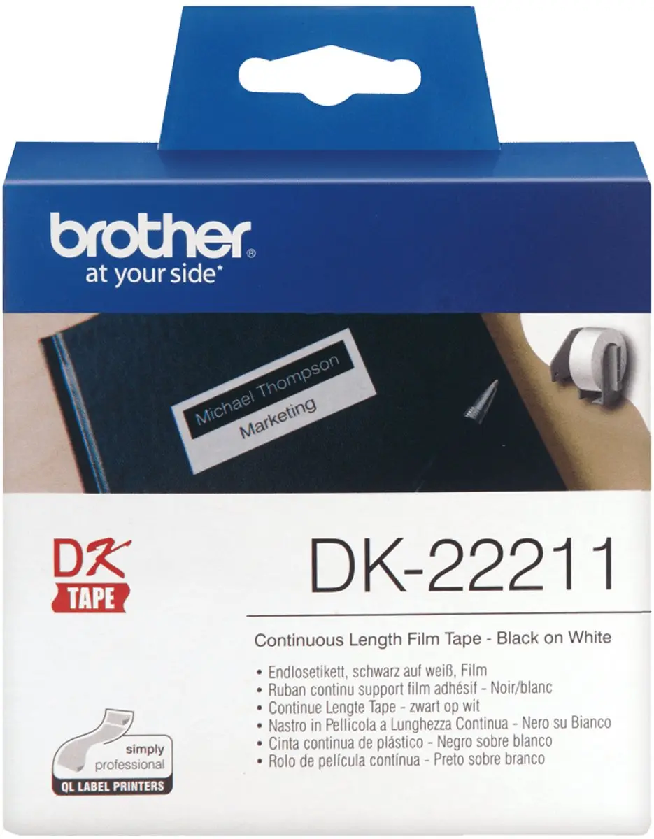 Brother DK-22211 Etikettenband 29mm Wit - 15.24m