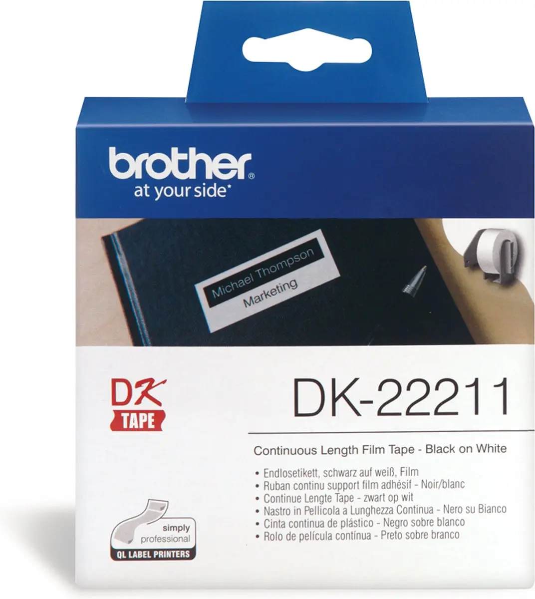 Brother DK-22211 Etikettenband 29mm Wit - 15.24m