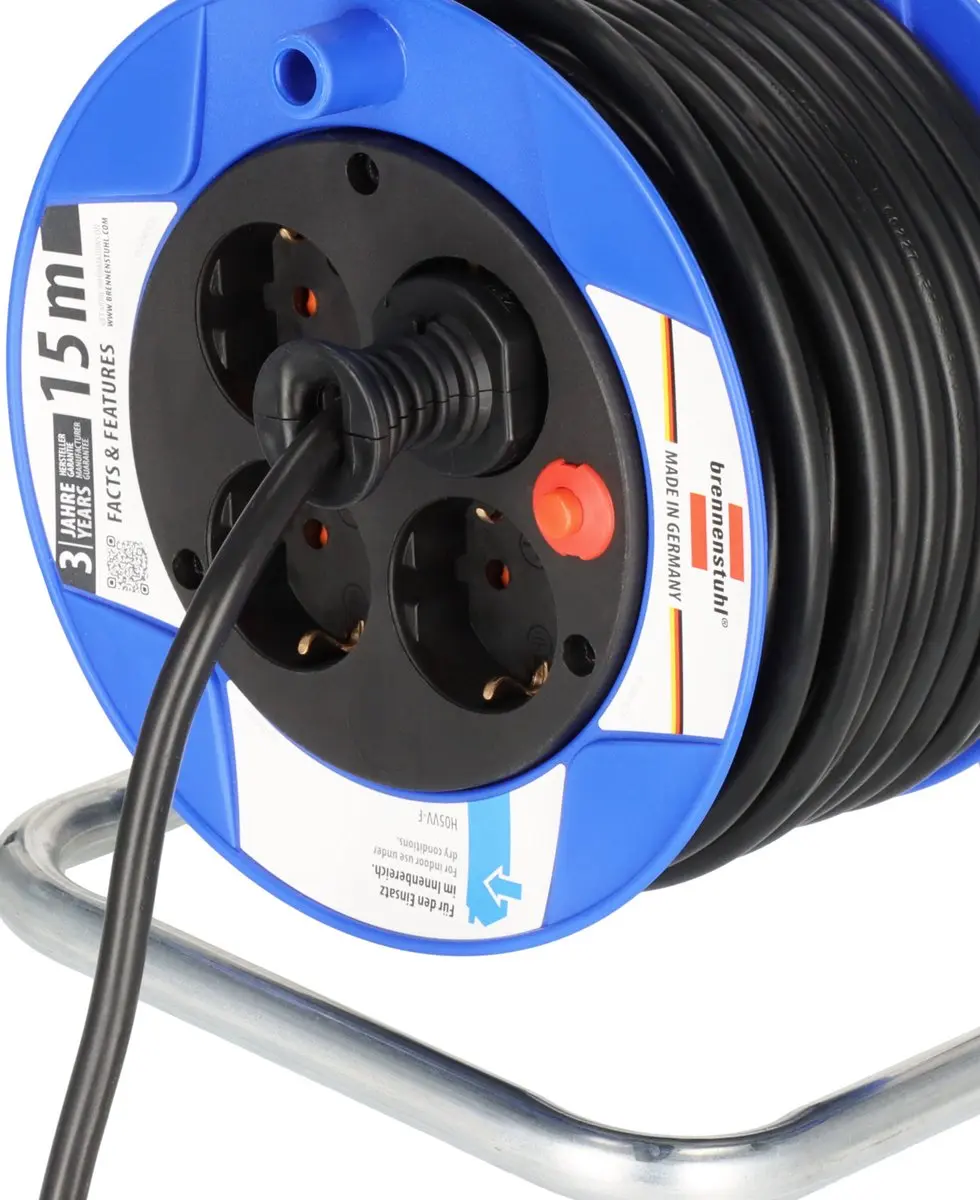 Brennenstuhl Garant Kompakt Kabelhaspel 15m - 4 Stopcontacten - Blauw/Zwart