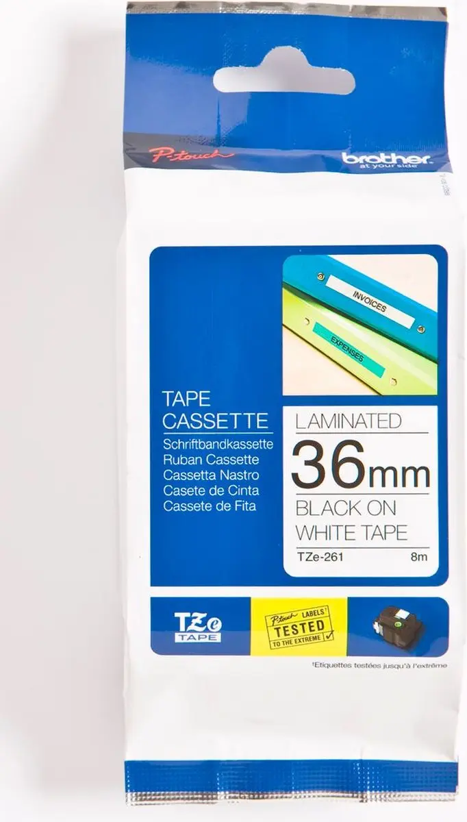 Brother TZe-261 Labelprintertape - Kleurloos