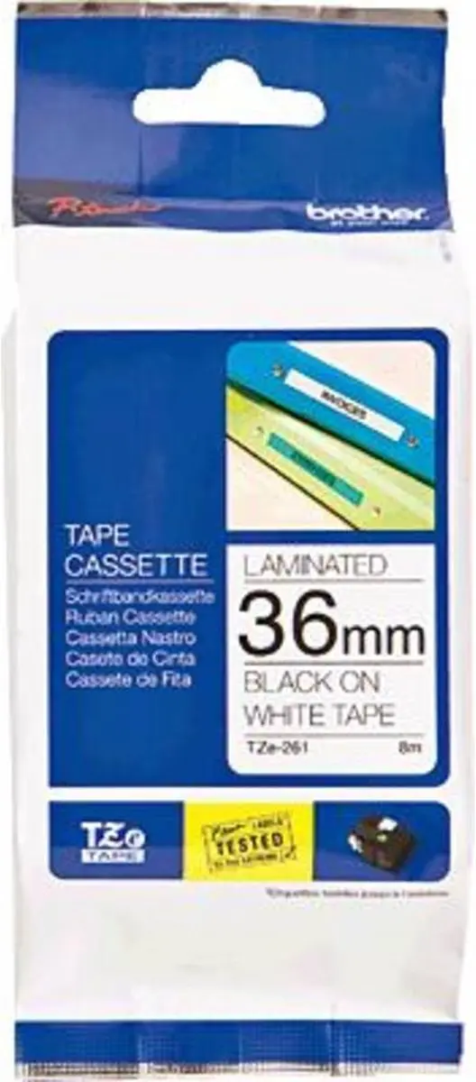 Brother TZe-261 Labelprintertape - Kleurloos