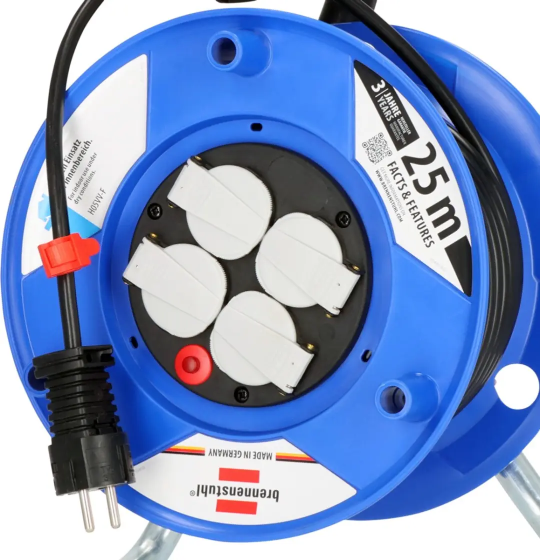 Brennenstuhl Garant Kabelhaspel 25m - 4 Stopcontacten - Blauw/Zwart