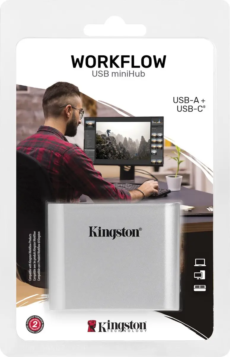 Kingston WFS-USB Workflow MiniHub - USB-A/USB-C - Zilver