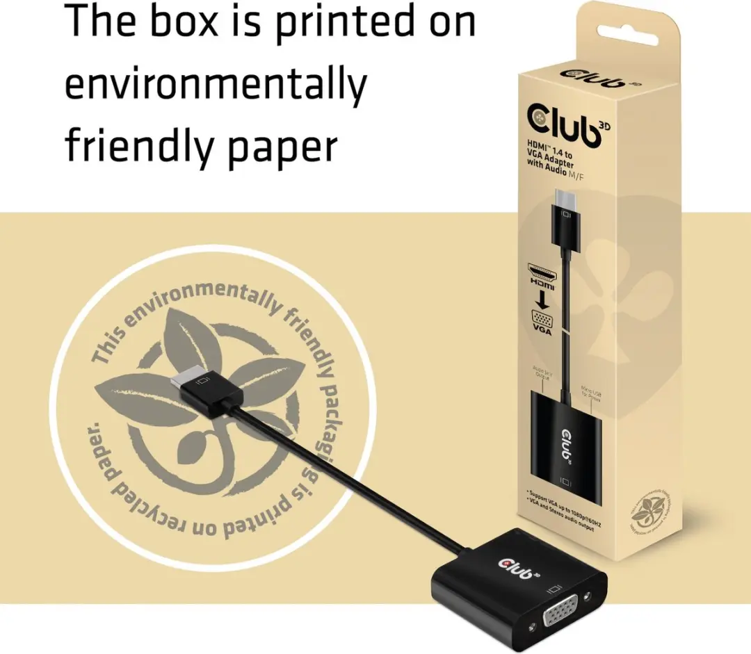 Club3D CAC-1302 HDMI naar VGA Adapter - Zwart
