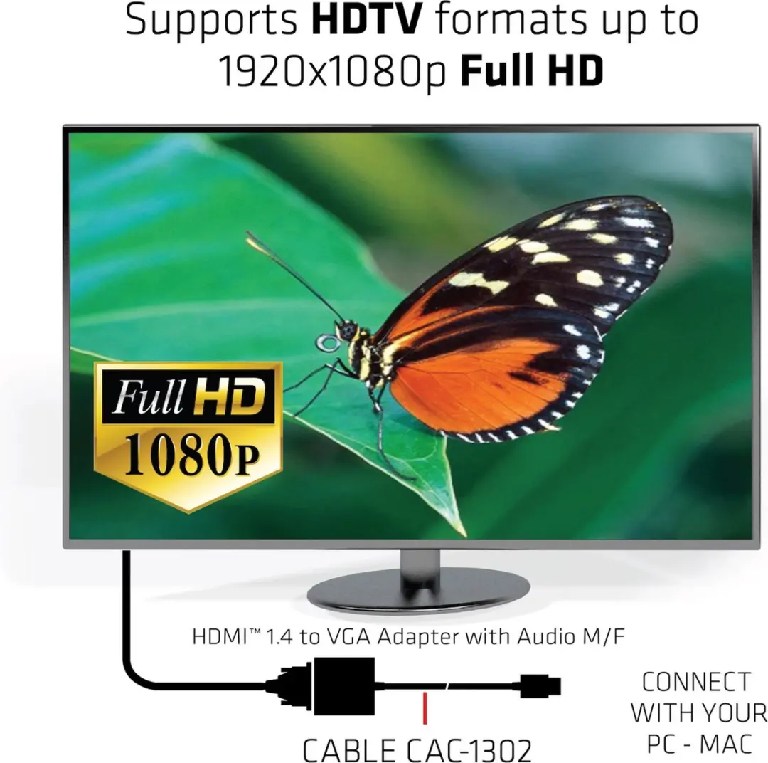 Club3D CAC-1302 HDMI naar VGA Adapter - Zwart - afbeelding 6 van 6