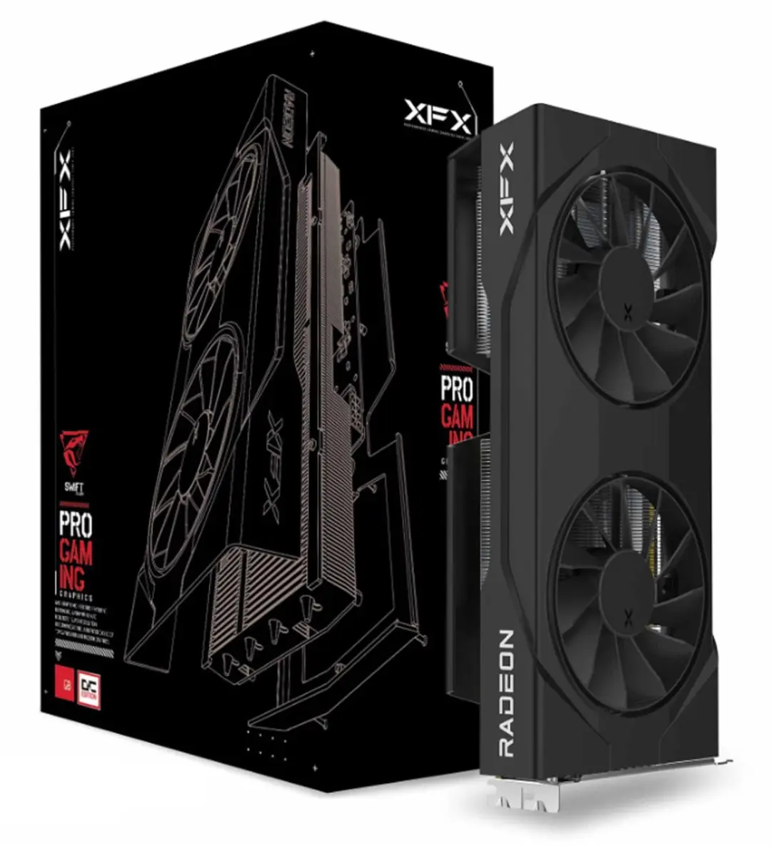 XFX Radeon RX 9060 XT RX-96TSW16BQ Videokaart - 16GB GDDR6 - Zwart