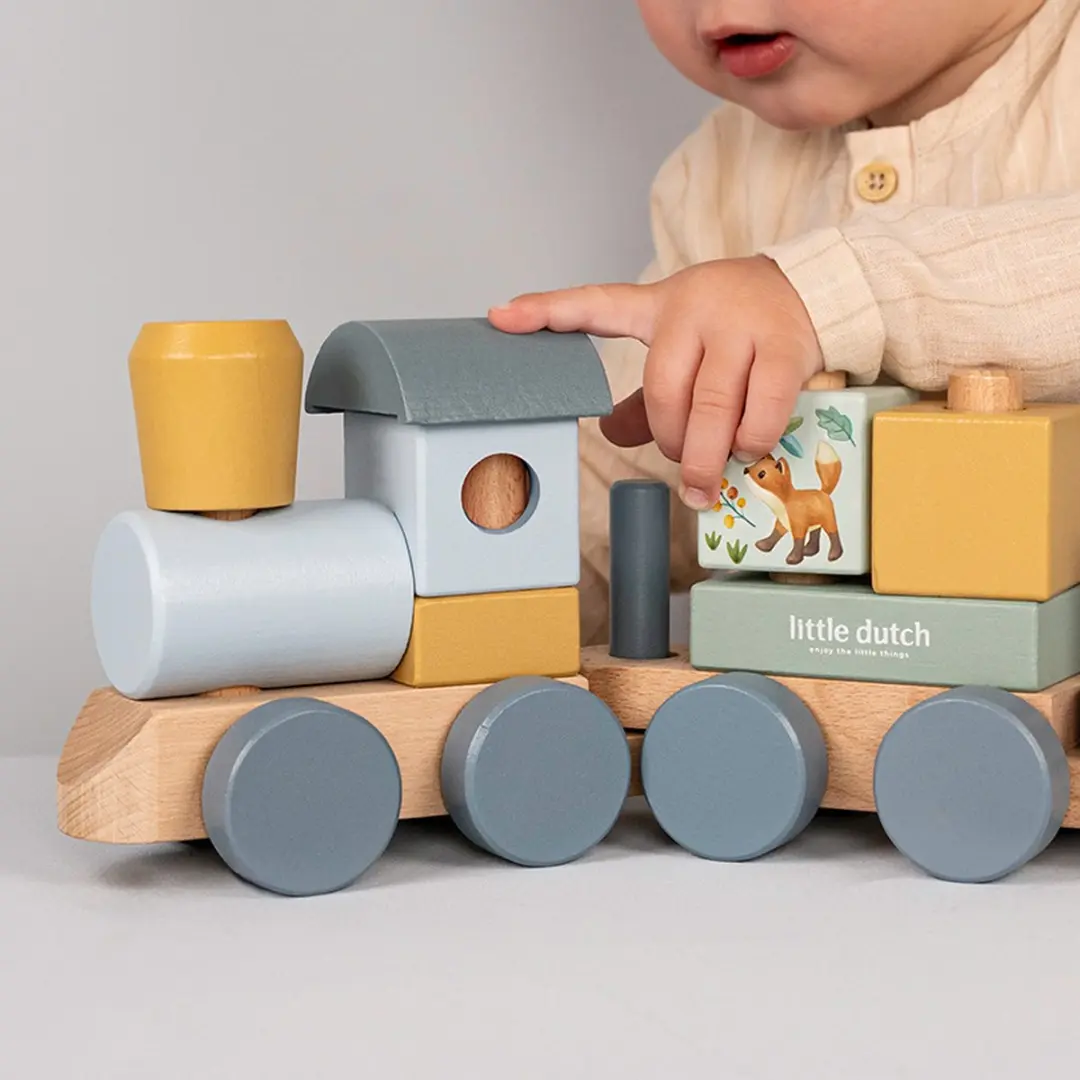 Little Dutch Blokkentrein Forest Friends LD7254 - Blauw - afbeelding 6 van 6