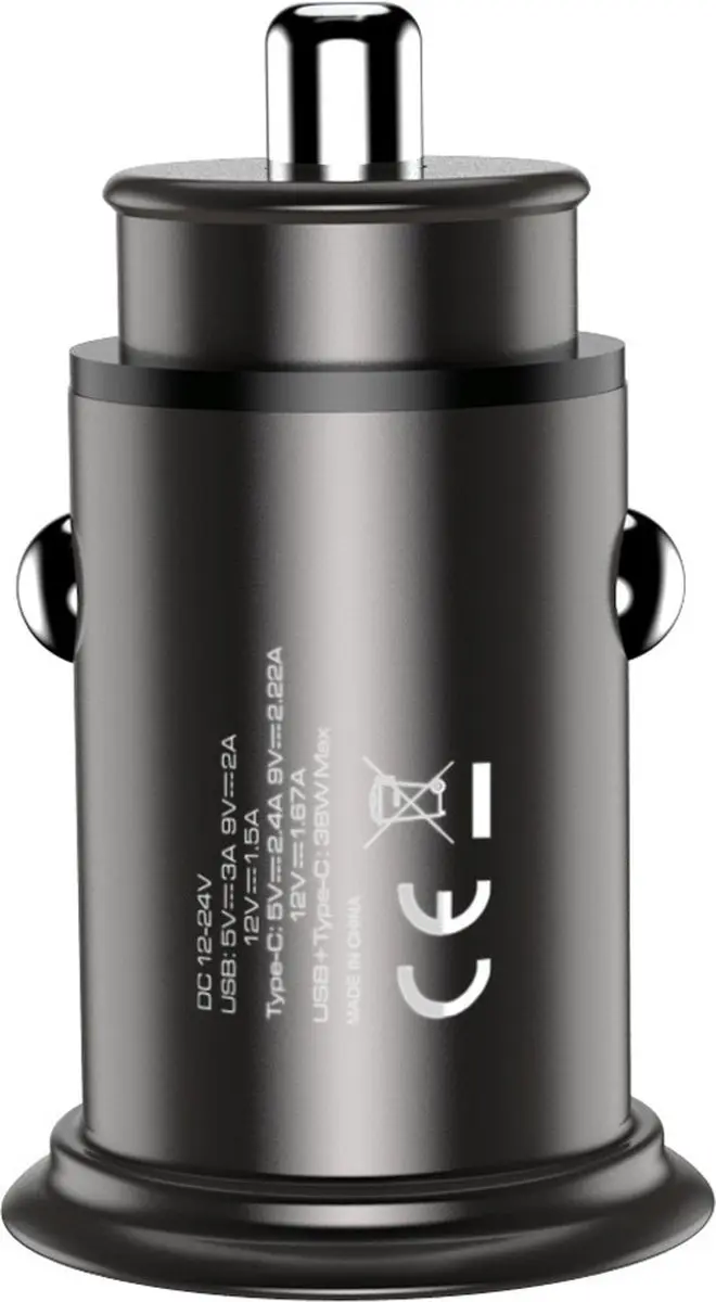 Techly IUSB2-CAR5-AC38W Auto Oplader 38W - Zwart