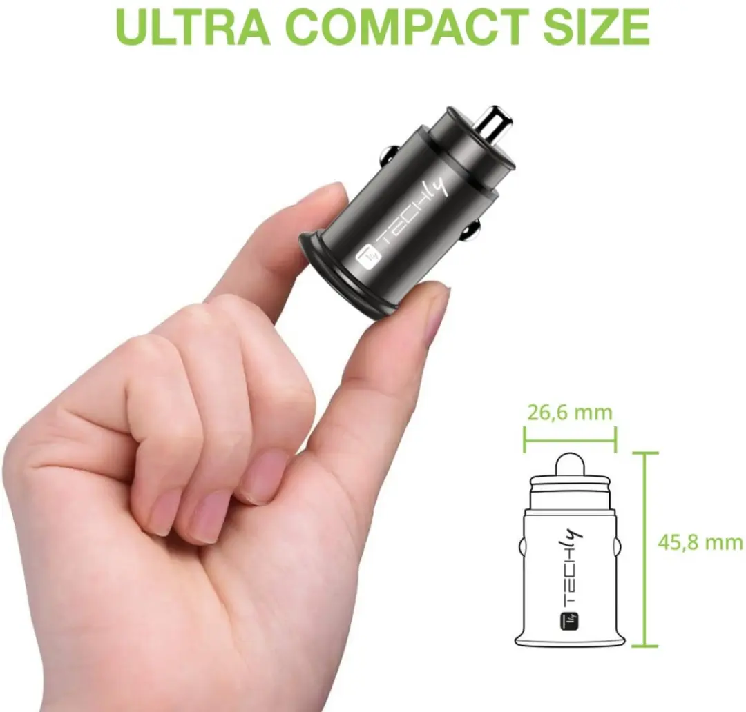 Techly IUSB2-CAR5-AC38W Auto Oplader 38W - Zwart