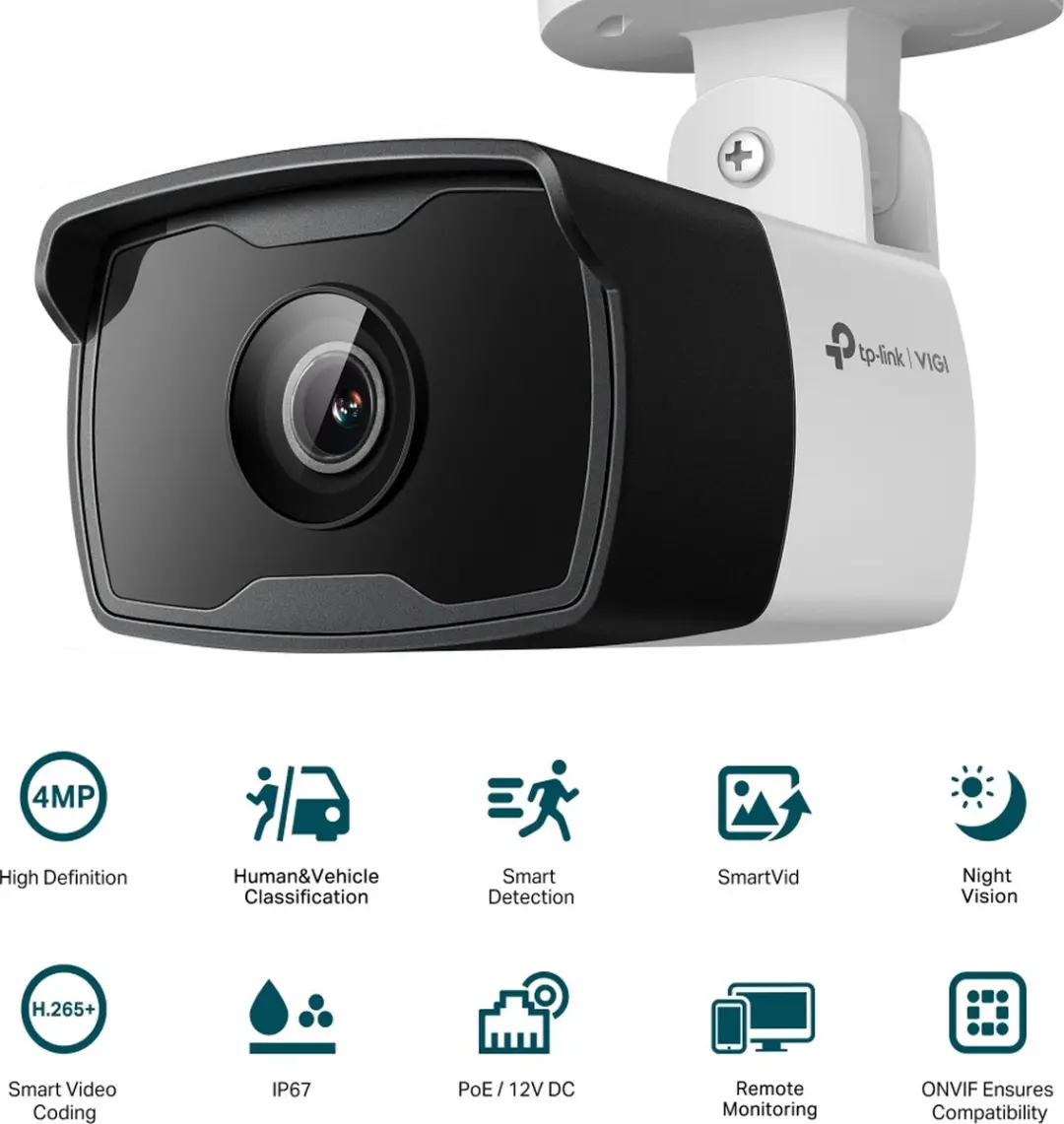 TP-Link VIGI C340I 4MM Bewakingscamera - 2560x1440 - Zwart/Wit