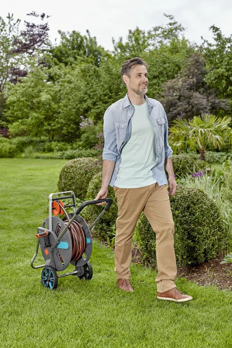 Gardena CleverRoll L Easy Slangwagen 100m - Grijs/Orange/Blauw - afbeelding 6 van 6