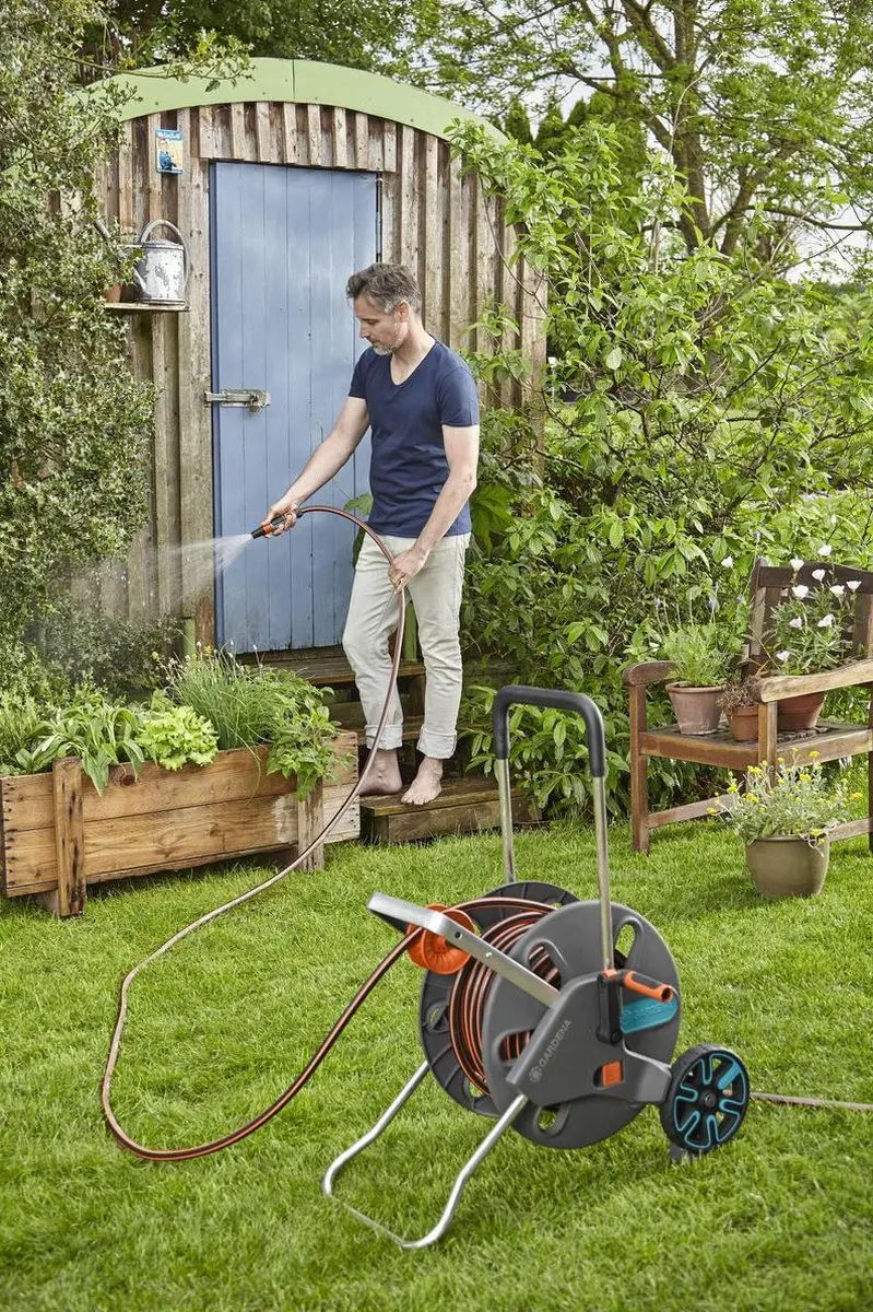 Gardena CleverRoll L Easy Slangwagen 100m - Grijs/Orange/Blauw