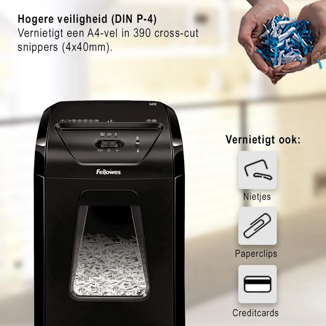 Fellowes Powershred 12C Papiervernietiger - 12 Vel A4 - 19L