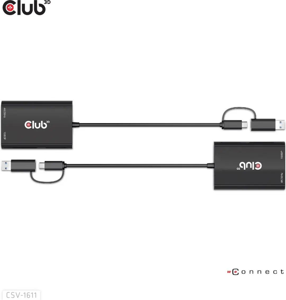 Club3D CSV-1611 USB-C/USB-A naar Dual HDMI/VGA Adapter - Zwart - afbeelding 6 van 6