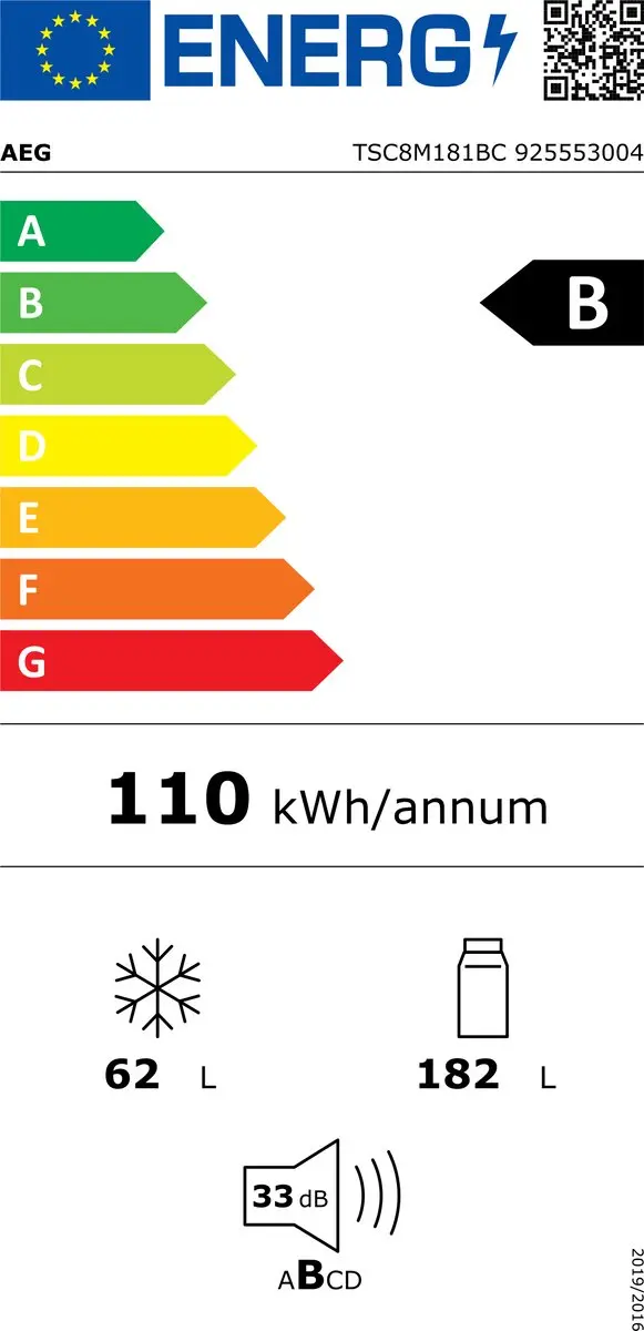 AEG TSC8M181BC Inbouw Koelvriescombinatie 245L - Wit