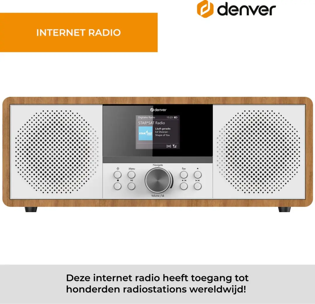 Denver MIR-270 Internetradio DAB/FM/CD - 100W - Hout