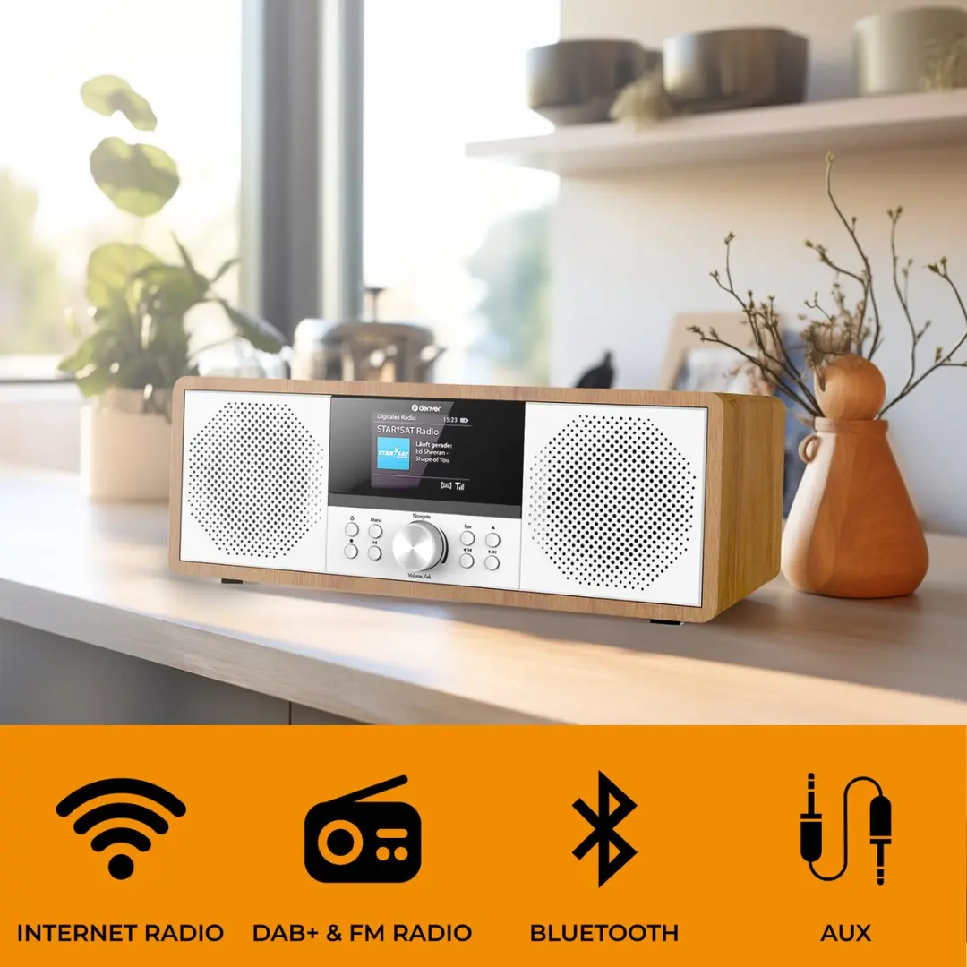 Denver MIR-270 Internetradio DAB/FM/CD - 100W - Hout