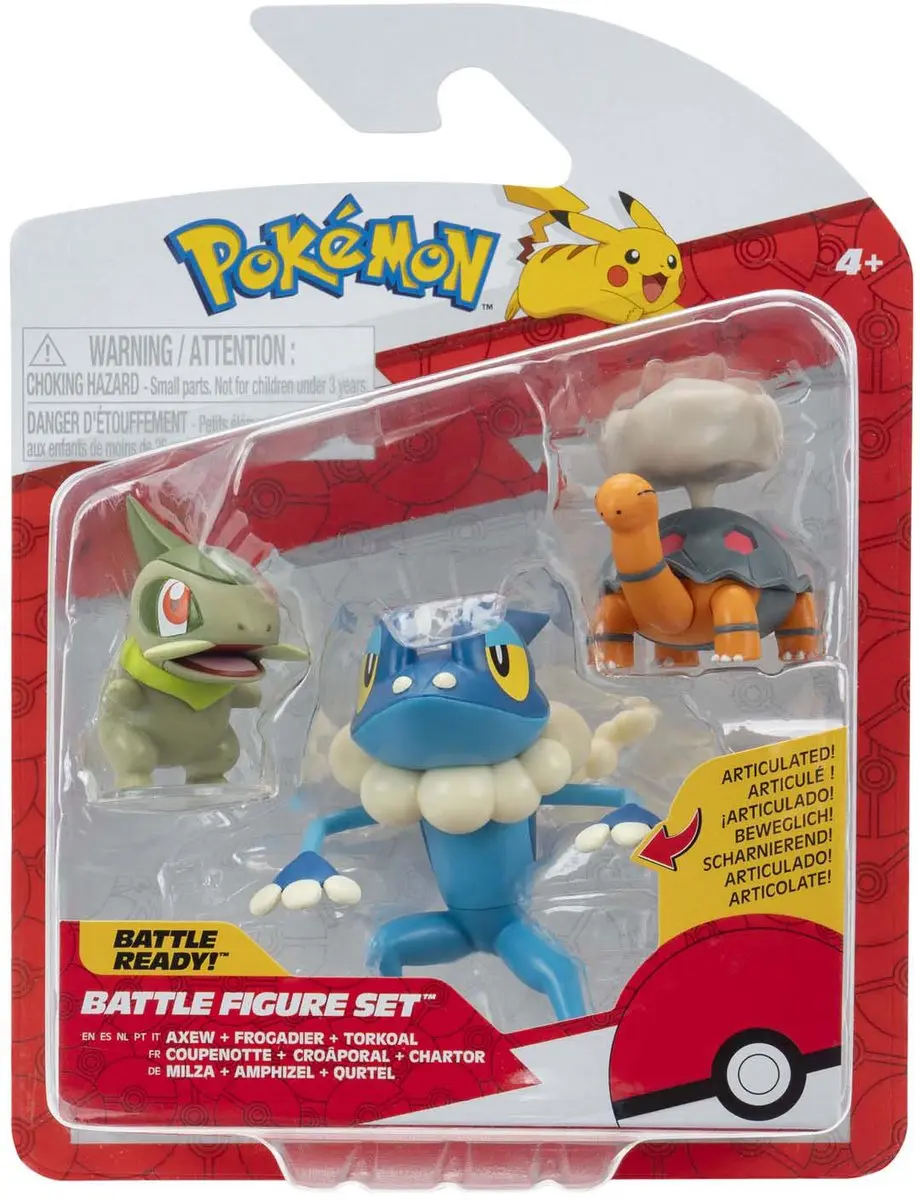 Pokémon Axew Frogadier Torkoal Speelfiguur Set