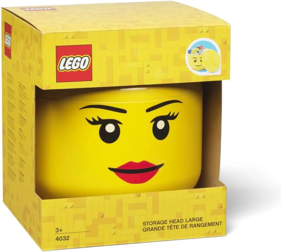 LEGO Iconic Hoofd Opbergbox Geel 24cm