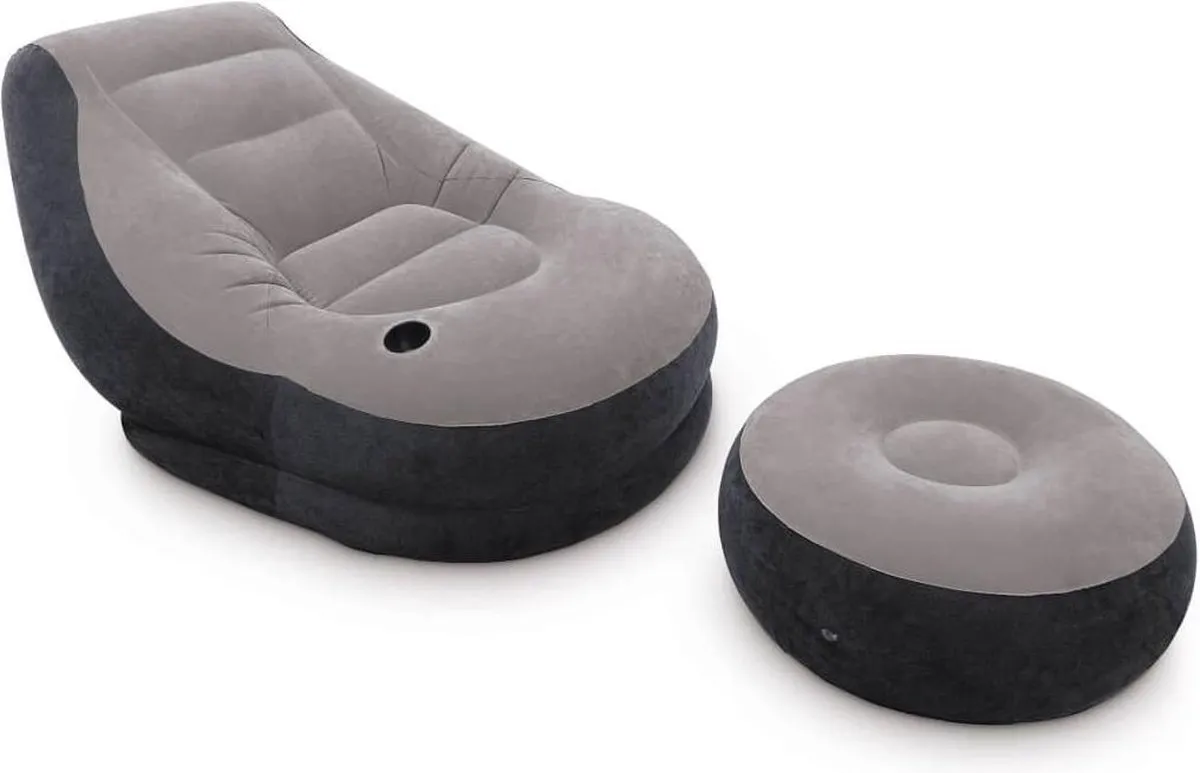 Intex Ultra Lounge Relax 68564NP Opblaasstoel met poef - Grijs - afbeelding 3 van 6