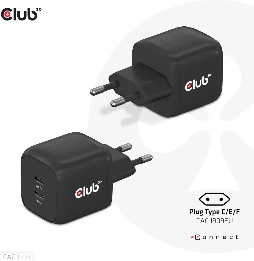 Club3D CAC-1909EU Travel Charger PPS 45W