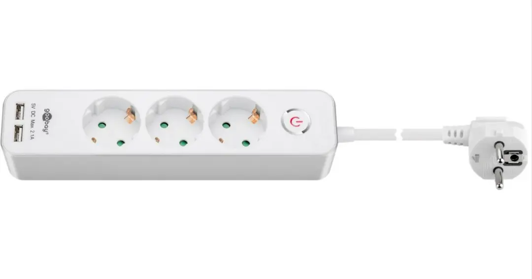 Goobay Stekkerdoos 3-voudig met USB - 3680W - Wit