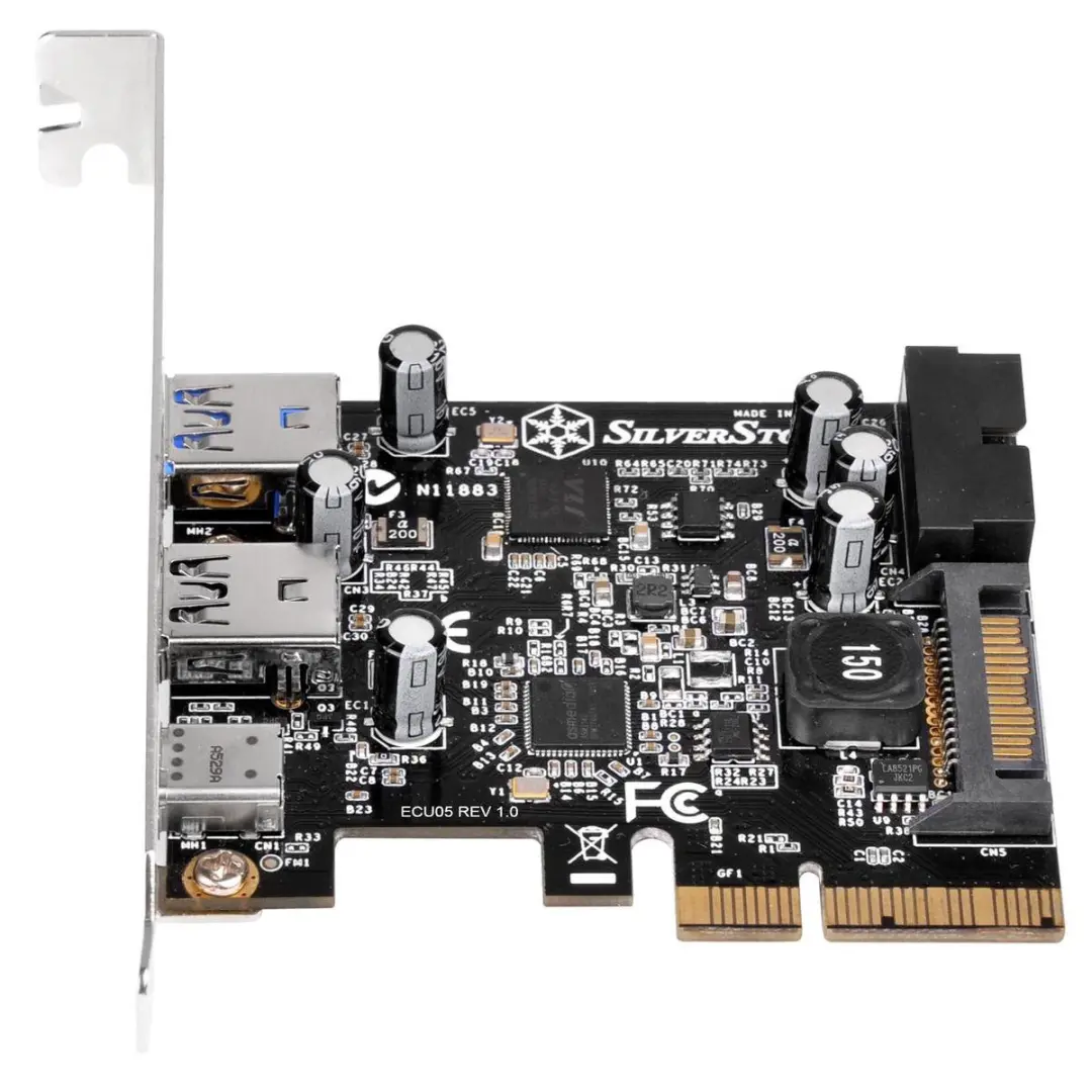SilverStone ECU05 USB 3.0 Intern Interfacekaart - Zilver/Zwart