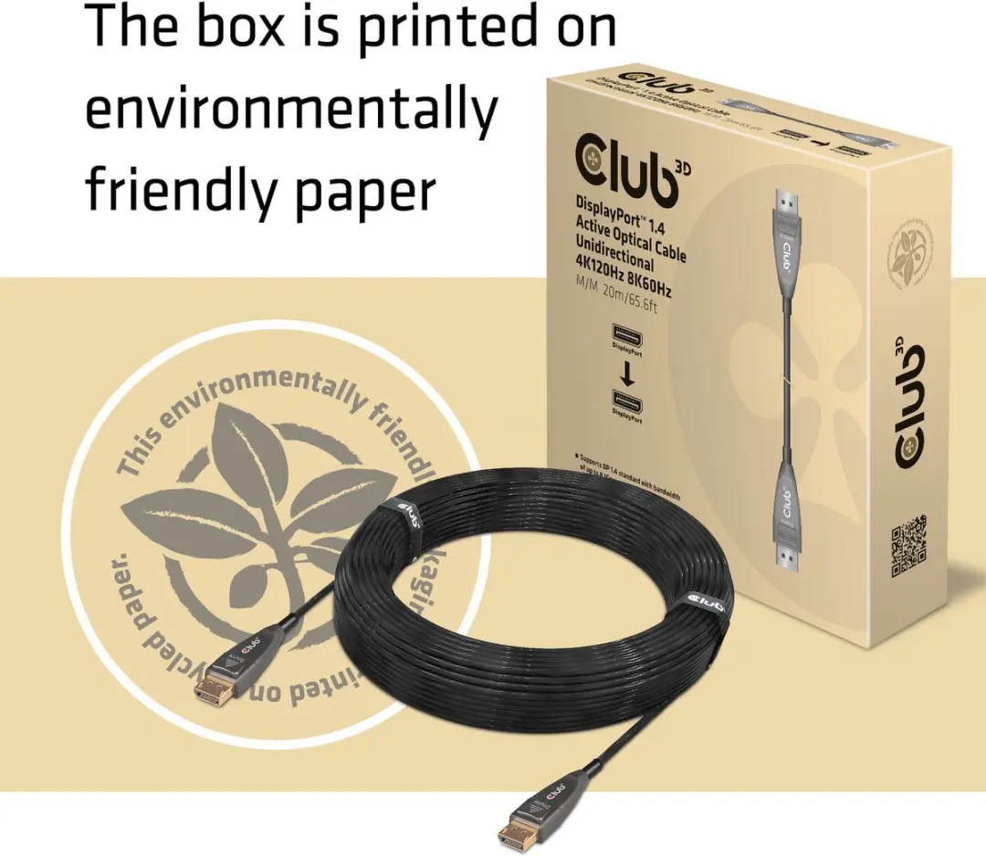 Club3D DisplayPort 1.4 Actieve Optische Kabel 20m - 4K120Hz/8K60Hz