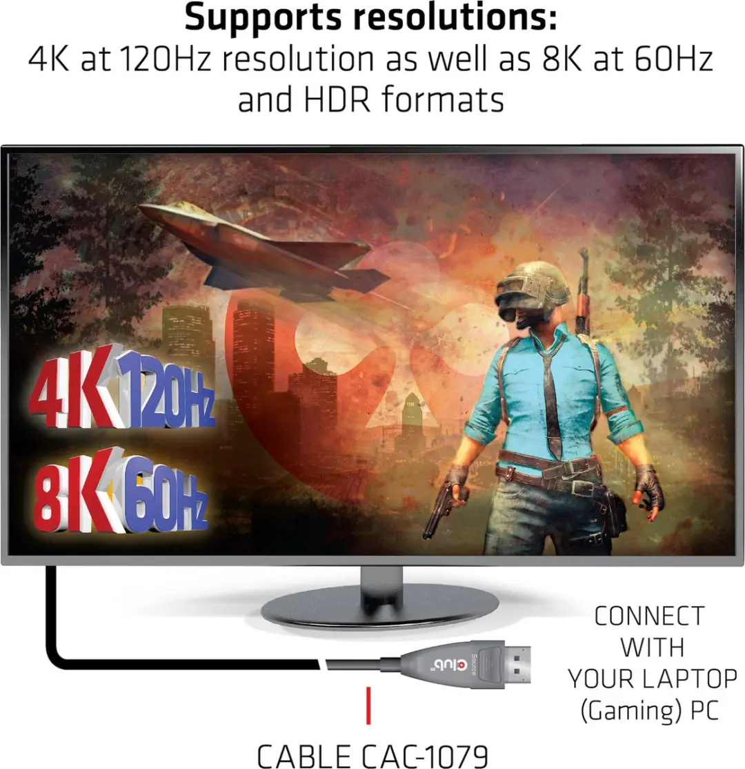 Club3D DisplayPort 1.4 Actieve Optische Kabel 20m - 4K120Hz/8K60Hz - afbeelding 6 van 6