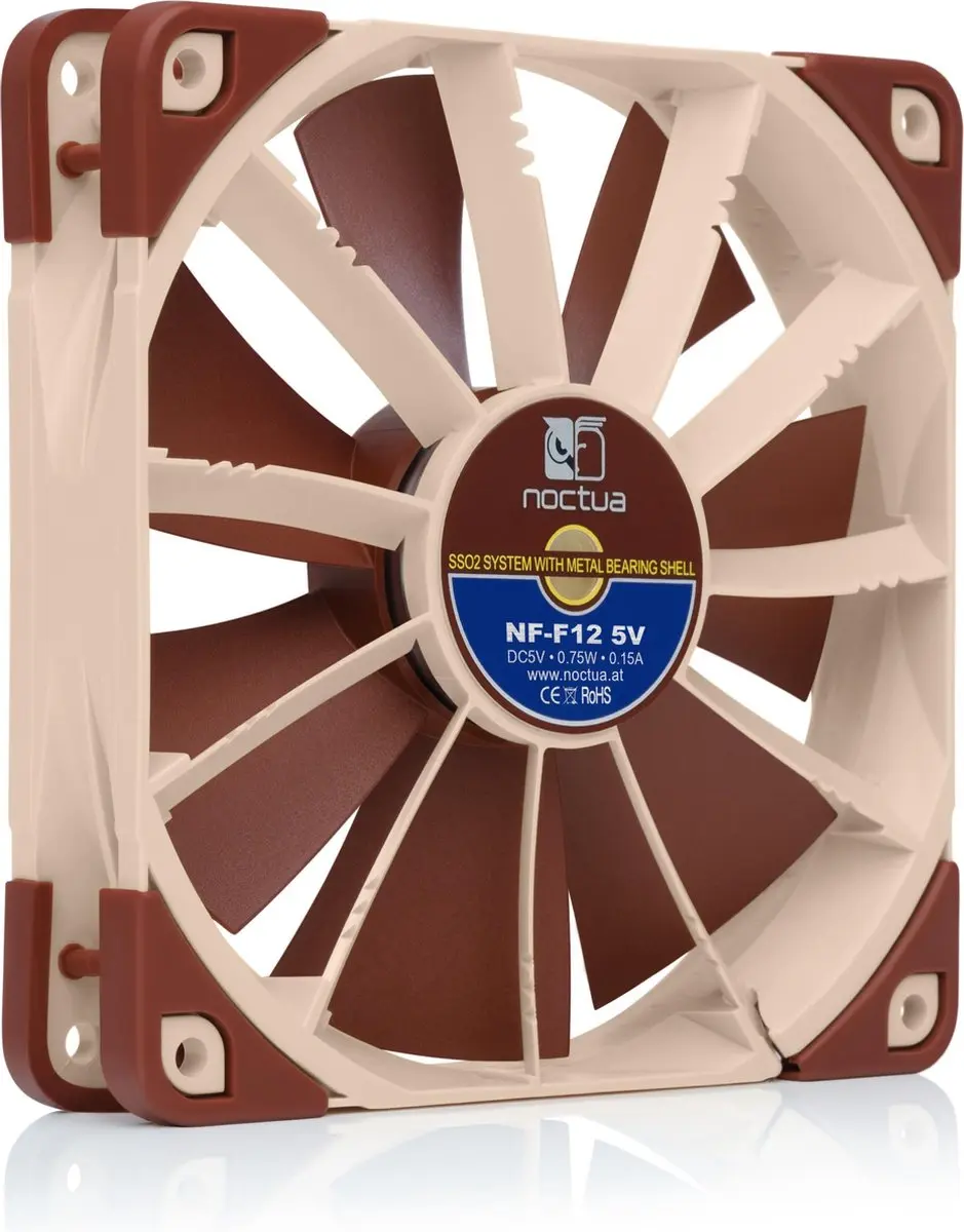Noctua NF-F12 5V CPU-koeler - 120x120x25mm - Bruin/Beige