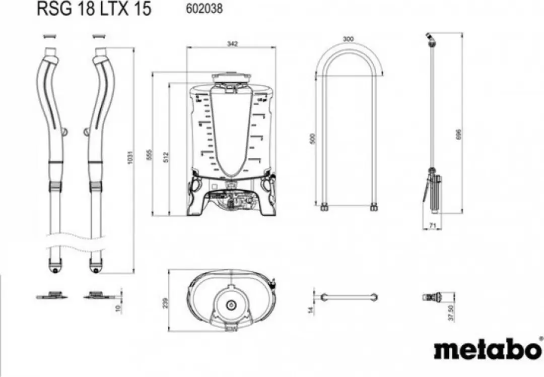 Metabo RSG 18 LTX 15 Rugspuit 15L