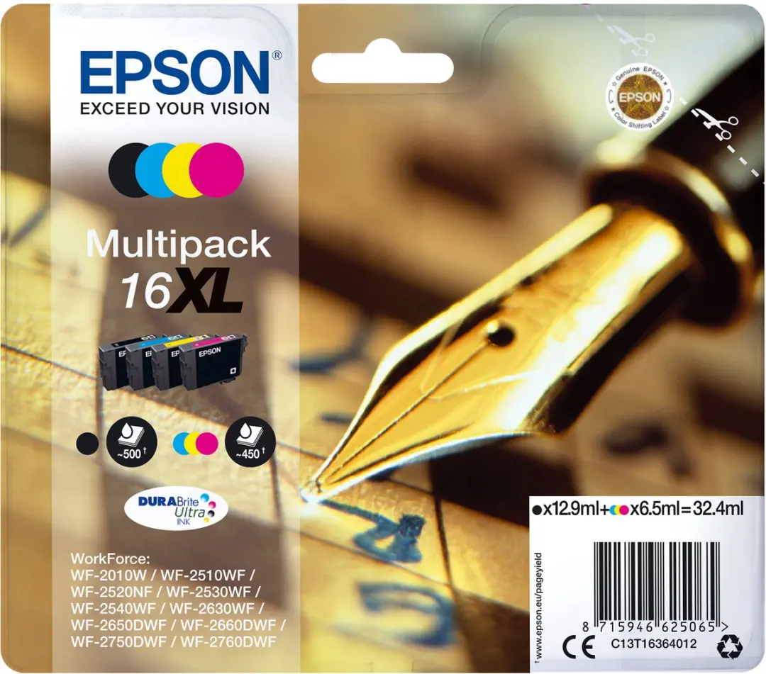 Epson DURABrite Ultra Pen & Crossword Multipack 16XL - 4 Kleuren - 500 Pagina's