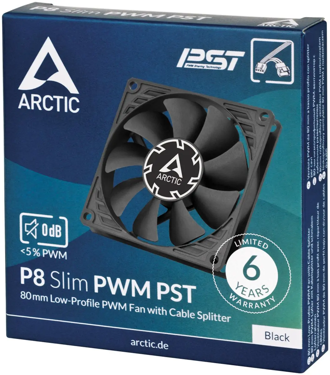 Arctic P8 Slim PWM PST Ventilator 8cm - Zwart