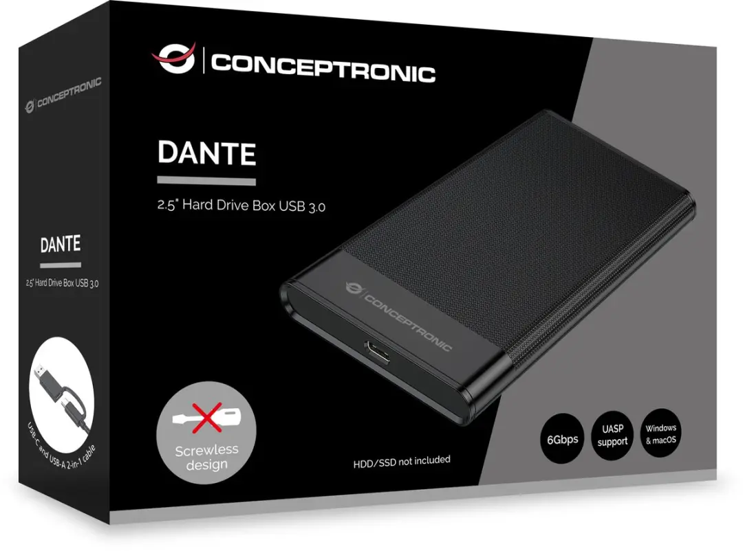 Conceptronic DANTE06B HDD/SSD Behuizing 2.5" - Zwart